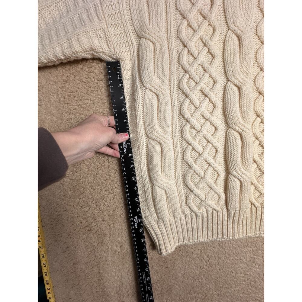Classic Cream Fisherman Cable Knit Sweater 100% Wool - Picture 10 of 14